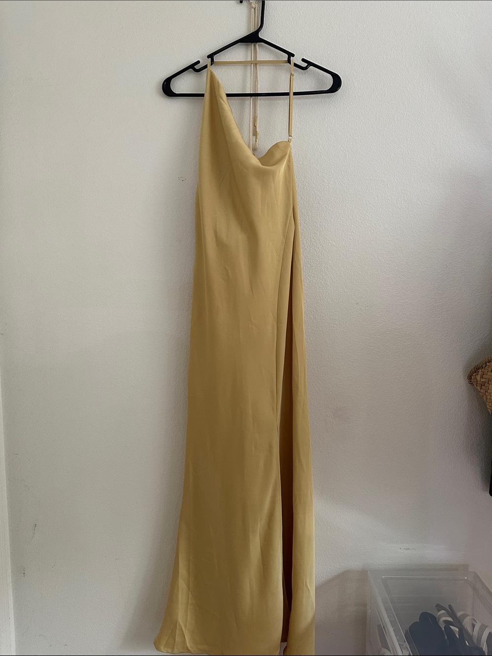 Brand new Slip Maxi Dress in Mustard Yellow - Elegant One-Shoulder Style